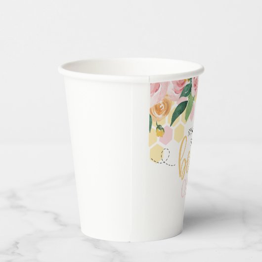 Bumblebee eerste verjaardag van de roze bloem papieren bekers (Rechts)