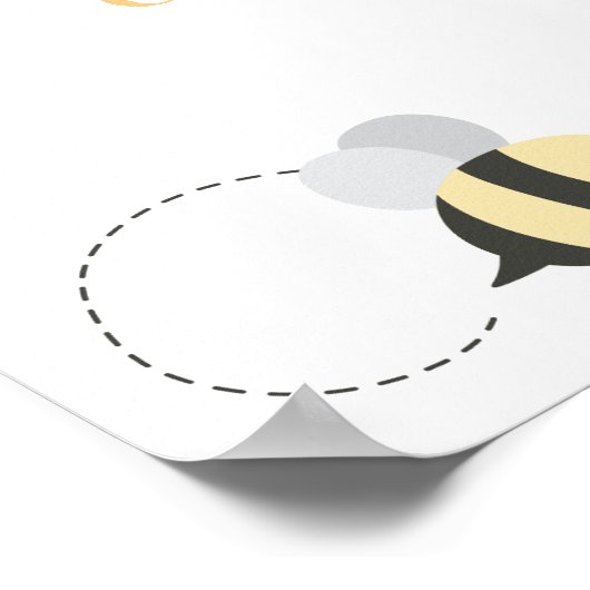 Bumblebee eerste verjaardag van de roze bloem poster (Hoek)