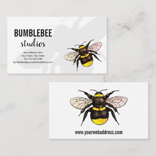 Bumblebee Elegant Natuur Lover Environmental Visitekaartje (Voorkant / Achterkant)