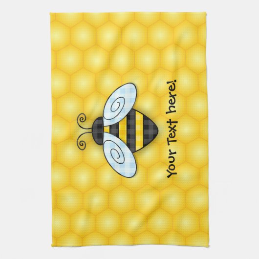 Bumblebee en Honeycomb-pictogram Theedoek (Verticaal)
