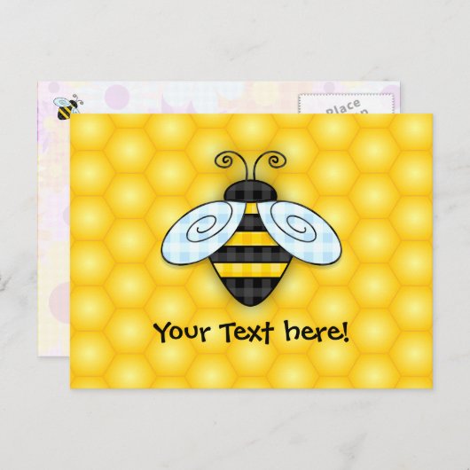 Bumblebee en honingraat briefkaart (Voorkant / Achterkant)