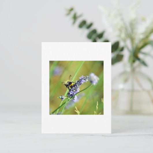 Bumblebee en lavender briefkaart (Staand voorkant)