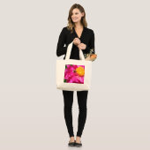 Bumblebee en Peony Large Canvas tas (Voorkant (model))