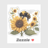 Bumblebee en Zonnebloemen Waterdicht Sticker (Vel)