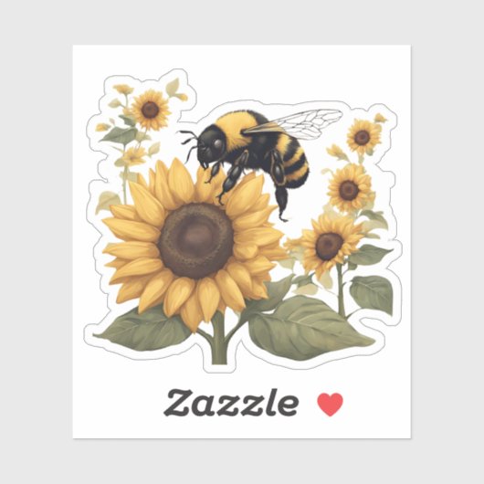 Bumblebee en Zonnebloemen Waterdicht Sticker (Vel)