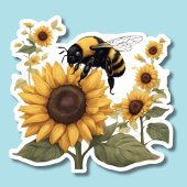 Bumblebee en Zonnebloemen Waterdicht Sticker