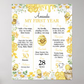 Bumblebee First Bee Day Birthday Milestone Sign Poster (Voorkant)