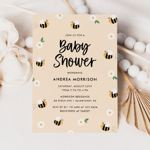Bumblebee Floral Baby shower Kaart