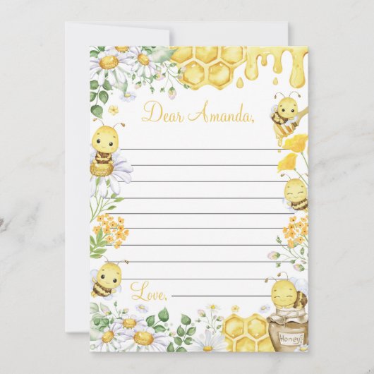Bumblebee Floral Time Capsule Note Message Card Bedankkaart (Voorkant)