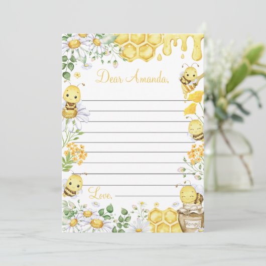 Bumblebee Floral Time Capsule Note Message Card Bedankkaart (Staand voorkant)