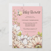 Bumblebee Florals Baby Roze Douche Kaart (Voorkant)