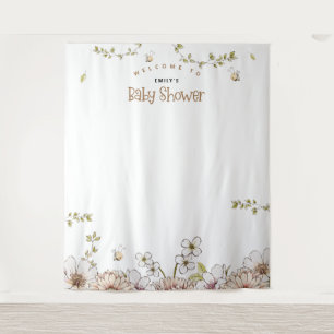 Bumblebee Florals Baby shower Foto Achtergrond Wandkleed