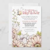 Bumblebee Florals Coral Drive Thru Baby shower Kaart (Voorkant)