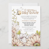 Bumblebee Florals Gold Drive Thru Baby shower Kaart (Voorkant)
