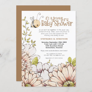 Bumblebee Florals Gold Drive Thru Baby shower Kaart