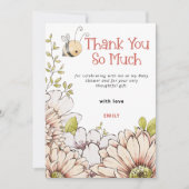 Bumblebee Florals Koraal Baby shower Bedankkaart (Voorkant)