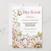 Bumblebee Florals Koraal Baby shower Kaart (Voorkant)
