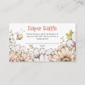 Bumblebee Florals Koraal Baby shower Luier Raffle Informatiekaartje (Voorkant)