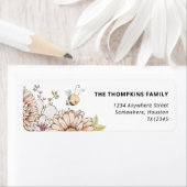 Bumblebee Florals Return Name Address Label (Insitu)