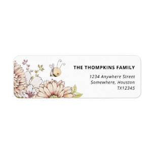 Bumblebee Florals Return Name Address Label