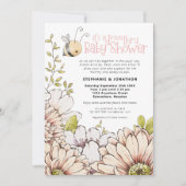 Bumblebee Florals rijden door Baby roze douche Kaart (Voorkant)