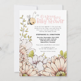 Bumblebee Florals rijden door Baby roze douche Kaart