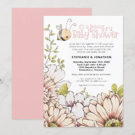 Bumblebee Florals rijden door Baby roze douche Kaart