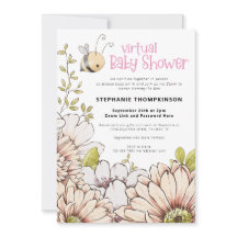 Bumblebee Florals Virtual Pink Baby shower