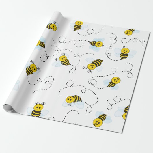 Bumblebee Flying Yellow Black Bumble Bee Cadeaupapier (Uitgerold)
