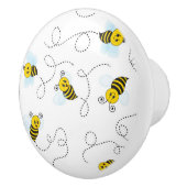 Bumblebee Flying Yellow Black Bumble Bee Keramische Knop (Rechts)