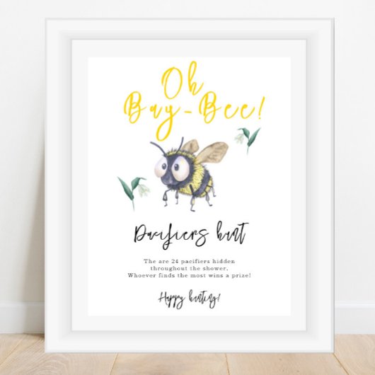 Bumblebee - Fopspeenjacht spel baby shower Poster