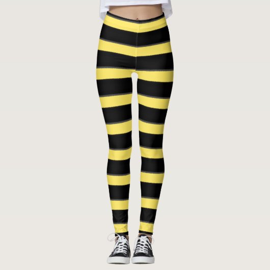 Bumblebee geïnspireerde zwarte/gele strips leggings (Voorkant)