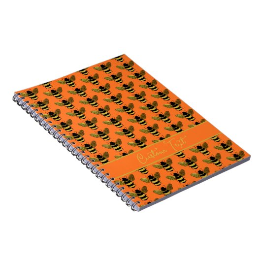 BUMBLEBEE GOLD BLACK BEE HERHAAL PATTERN ORANJE NOTITIEBOEK (Rechterzijde)