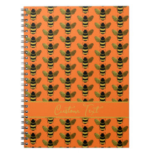 BUMBLEBEE GOLD BLACK BEE HERHAAL PATTERN ORANJE NOTITIEBOEK