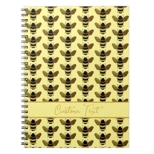 BUMBLEBEE GOLD BLACK BEE HERHALING PATROON GEEL NOTITIEBOEK (Voorkant)