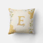 Bumblebee Honey Bee Monogram Name Kind Baby Nurser Kussen (Achterkant)