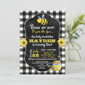 Bumblebee Honey Comb Sweet Baby Eerste Verjaardag Kaart (Staand voorkant)