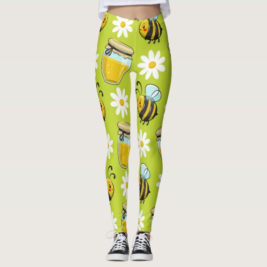 Bumblebee Honey Patterned | LEGGINGS (Voorkant)