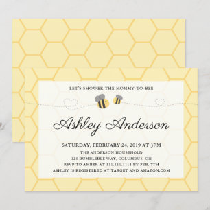 Bumblebee Honeycomb Baby shower Uitnodiging