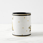 Bumblebee Honeycomb Monogrammed Tweekleurige Koffiemok (Center)