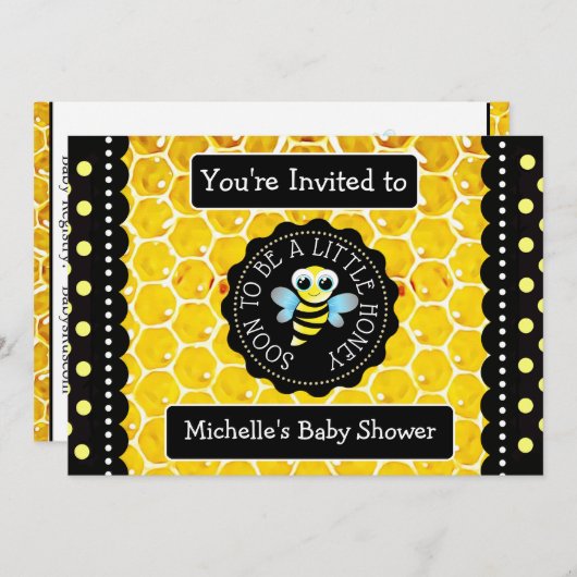 Bumblebee Honingbij Thema Baby shower Uitnodiging (Voorkant / Achterkant)