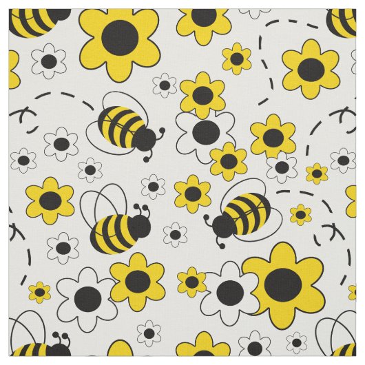 Bumblebee honingbijen Witte geel Stof (Swatch)