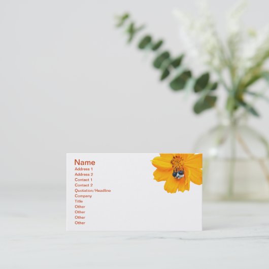 Bumblebee in Cosmos Visitekaartje (Staand voorkant)