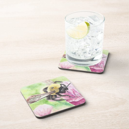 Bumblebee in de bloemen bier onderzetter (Rechterzijde)