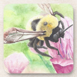 Bumblebee in de bloemen bier onderzetter