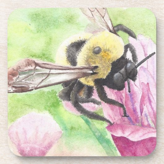 Bumblebee in de bloemen bier onderzetter (Voorkant)