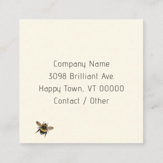 Bumblebee Klant Bedankt Bericht Kaarten Vierkante Visitekaartje (Achterkant)