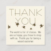 Bumblebee Klant Bedankt Bericht Kaarten Vierkante Visitekaartje (Voorkant)