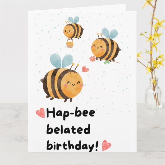 Bumblebee late verjaardag kaart (Gele Bloem)