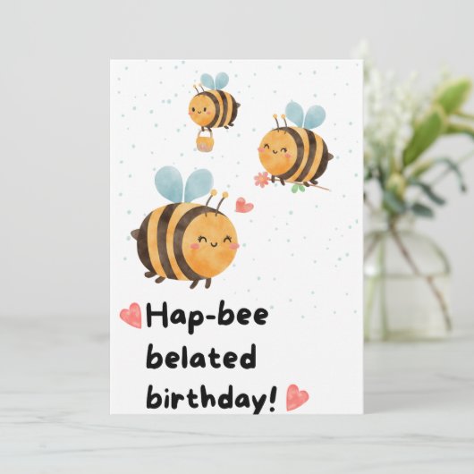 Bumblebee late verjaardag kaart (Staand voorkant)